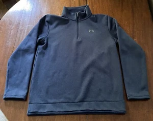 Under Armour Sweater Youth XL Navy Blue Fleece Quarter Zip Coldgear Boys Golf 18 - Picture 1 of 13