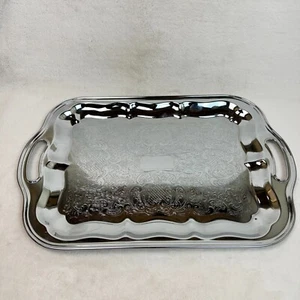 Vintage Irvinware Chrome Plated Serving Tray Made in USA 18x12 - Picture 1 of 17