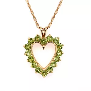 Ciondolo Charm Cuore Peridoto Verde Oro Giallo 14k 4,3 Grammi - Foto 1 di 3