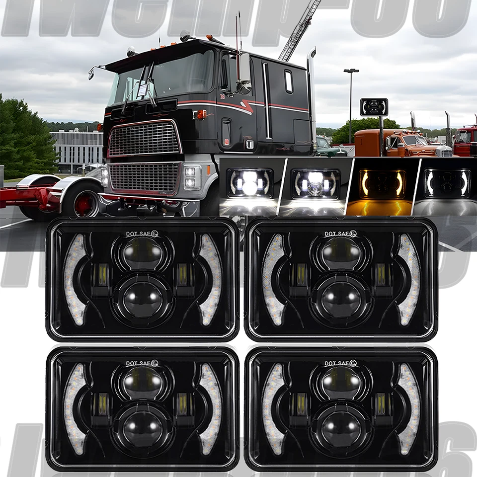 Faros LED 4x6" haz de sellado alto/bajo DRL H4 4 piezas para Ford LTL9000 CLT9000 CL9000 Foto 1 de 4