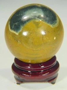 BUTW Madagascar Ocean Jasper Lapidary Carved 34.3mm SPHERE with Free Stand 6132D - Picture 1 of 2