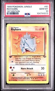 Rhyhorn - 1st Edition - 61/64 Jungle - WOTC Unlimited - Pokémon TCG - PSA 10 GEM - Picture 1 of 3