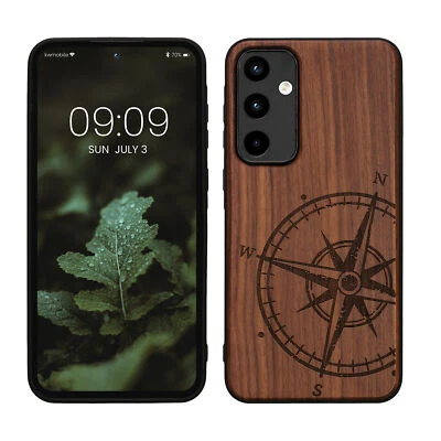 Cover compatibile con Samsung Galaxy A55 5G legno e bumper TPU  - Immagine 1 di 4