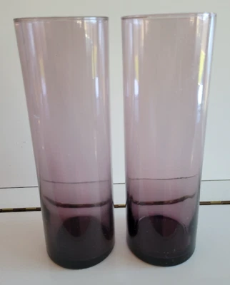 2 JARRONES DE FLORES DE CILINDRO DE AMATISTA DISEÑO SÓLIDO 10,5 PULGADAS DE DIÁMETRO 3,25 PULGADAS Foto 1 de 4