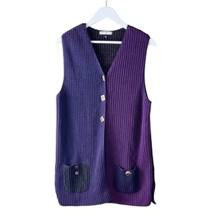Margaret Winters Strickweste V-Ausschnitt Lila Strick Button Down M - Bild 1 von 7