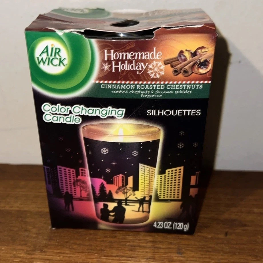 Vela Air Wick canela castañas asadas 4,23 oz siluetas cambiantes de color NUEVO Foto 1 de 4