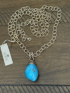 NEW Barse Bronze Turquoise Pendant Chain Necklace 39” - Picture 1 of 10