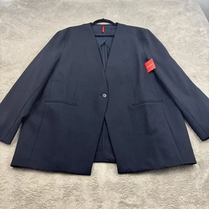 NWT Spanx The Perfect Collarless Blazer Womens 2XL Navy Blue Stretch Oversized - Picture 1 of 15