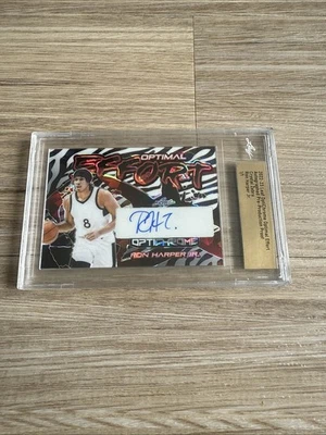 2022-23 Leaf OptiChrome Ron Harper Jr Auto 1/1 Optimal Effort Crystal Zebra - Image 1 of 2