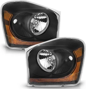 Juego de montaje de faros Dodge Durango 2004 2005 - par de repuesto de carcasa negra - Imagen 1 de 15