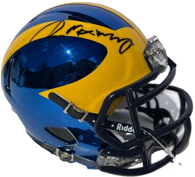 JIM HARBAUGH SIGNED AUTOGRAPHED MICHIGAN WOLVERINES CHROME MINI HELMET JSA - Image 1 of 3