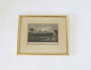 Vintage Engraving Print Buckingham Buckinghamshire Gold Frame 10” X 9” - Picture 1 of 7