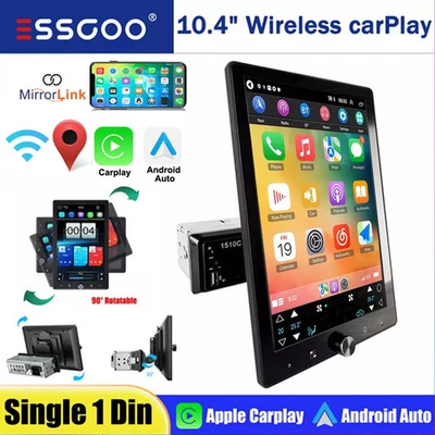 10" Single Din Touch Screen Stereo Bluetooth Car Radio Fit Apple Android Carplay - Image 1 of 4