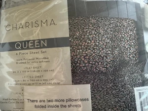 Charisma Microfiber 6 Piece Queen Sheet Set inTerracotta Floral - Picture 1 of 2