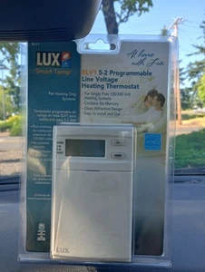 Lux Smart Temp ELV1 Programmable Line Voltage Thermostat 5-2 Day Heating New - Picture 1 of 8