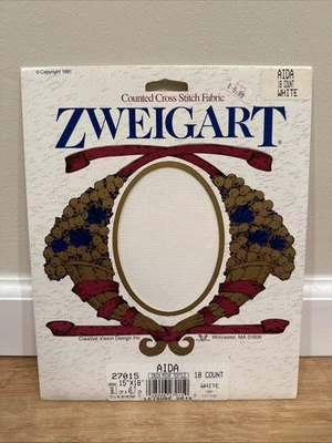 Cross Stitch Zweigart Bright White 18 ct Aida Germany Switzerland Fabric 15x18" - Image 1 of 2