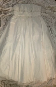 David’s Bridal Ivory WEDDING DRESS Sz 22W Glass Crystal Beads & Lace Strapless - Picture 1 of 20