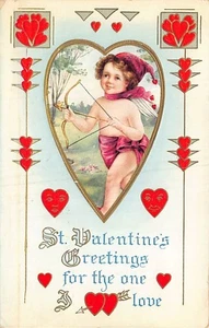 Postal: Saludos de San Valentín para el que amo, Cupido y Corazones, DB 1917 - Imagen 1 de 2