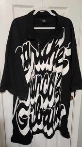 Vtg Marithe Francois Girbaud Graffiti Black And White Polo 4XL - Picture 1 of 4