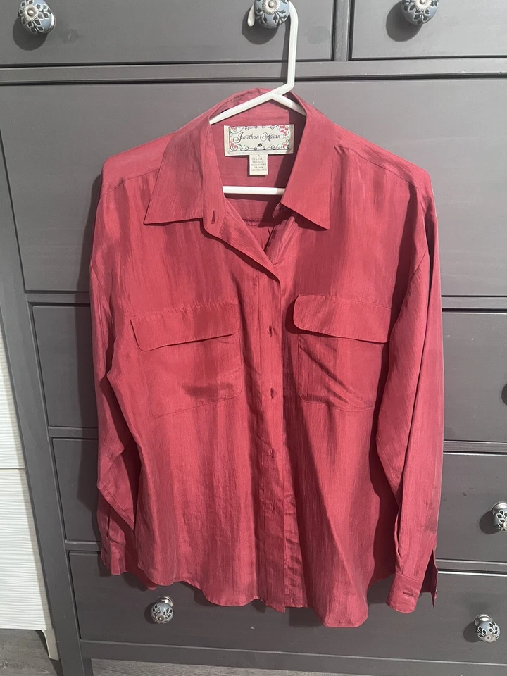 Blusa de seda para mujer Jonathan Martin Studio vintage años 90 color ladrillo M Foto 1 de 3