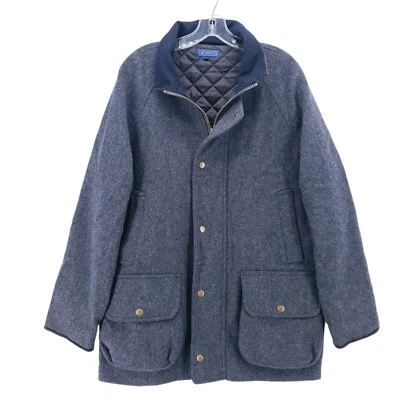 Chaqueta de Lana J. McLaughlin Azul Gris Brezo Acolchado Forro Cálida Para Hombre Talla MEDIANA Foto 1 de 4