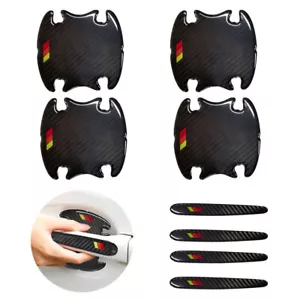 8pcs Tri-color Car Door Handle Stickers Carbon Fiber Anti-Scratch Protector Film - Picture 1 of 11