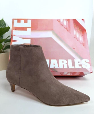 ESTILO CHARLES "Kimma" Botín Tacón Gatito Imitación Gamuza Taupe 7 Nuevo con Caja Foto 1 de 4