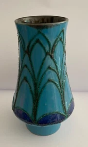Blumenvase / Keramik / Hersteller = STREHLA / Türkis -Blau/ FAT Lava / Gebraucht - Bild 1 von 7