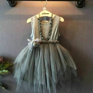 2-7Y Girls Kids Lace Dress Party Princess Prom Wedding Christening Dresses Tutu - Picture 1 of 6