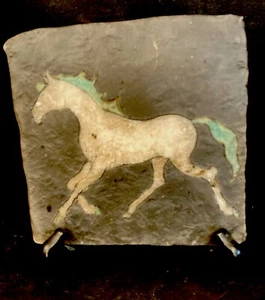 Tile Plaque Art “Running Horse “ 6”x6” With Stand By Cox - Picture 1 of 6