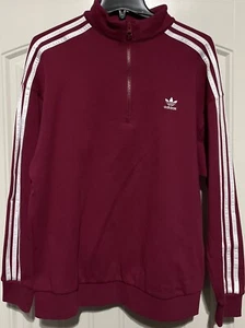 Adidas Originales Cuarto Cremallera Mujer Sudadera Legado Borgoña Talla Med II6086 - Imagen 1 de 8
