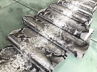 Genuine Python Leather, Exotic Snake Skin,Silver SnakeSkin,Silver Python Leather - Image 1 of 4