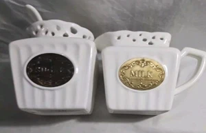 THL Ceramic White w/Gold Milk /Sugar - Picture 1 of 9
