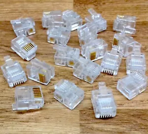 20 RJ11 RJ12 6p6c Crimp Plug Ends ADSL VDSL Cable Connector Plug Telephone 6Pin - Picture 1 of 2