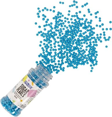 PME Edible Sugar Pearls Blue - 100g 4mm - Image 1 of 3