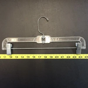 CLEAR PLASTIC SKIRT/PANT HANGER 14" WITH METAL CLIP HEAVIER WEIGHT 20/Package - Picture 1 of 1