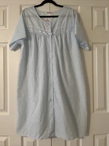 NWT- Casual Nights Blue Eyelet Lace Short Sleeve House Dress 4XL - Picture 1 of 15