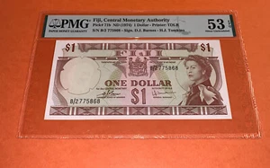 PMG Fiji, Central Monetary Authority $1 Banknote ND(1974) p71b AU EPQ - Picture 1 of 7