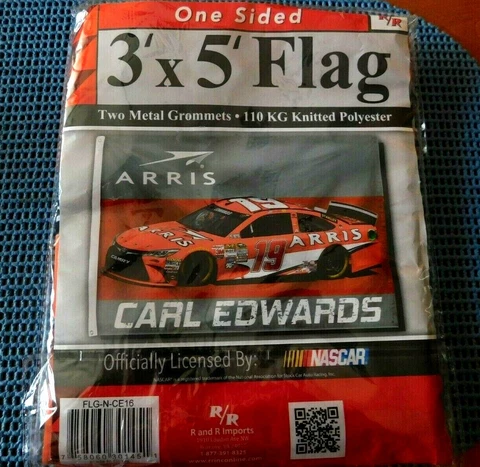 CARL EDWARDS # 19 1 sided Deluxe 3' X 5' NASCAR FLAG w/ Grommets SEALED Cover