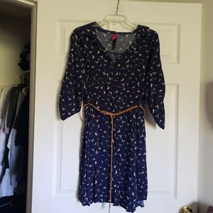 Women's Sz 2 Pure Energy Navy Belted Shirt Dress - Picture 1 of 6