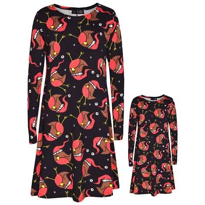 A2Z 4 KIDS® Girls Kids Xmas Dress Christmas Santa Chic Print Dresses New Age 5-13 Yr