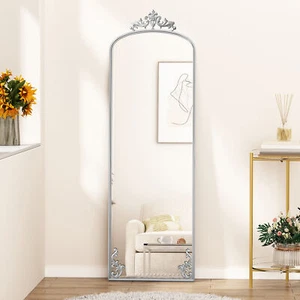Arched Full Length Mirror, Standing Leaning Mounted Hanging Wall Mirror Silver - Picture 1 of 10