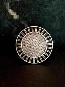 Oxidised silver geometric pattern stainless ring - Picture 1 of 5
