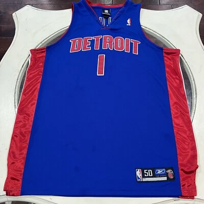 Camiseta deportiva vintage Adidas auténtica de los Detroit Pistons Chauncey Billups #1 talla 50 Foto 1 de 4