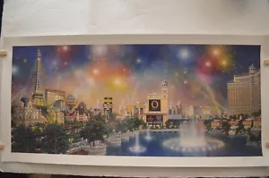 Stampa panoramica ""textured"" serata di Las Vegas firmata e numerata da Alexander Chen. - Foto 1 di 12