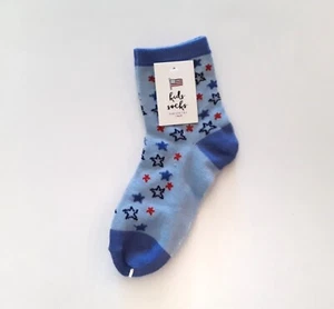 Made for Retail Unisex Kids Socks Size 7-8.5 Patriotic Stars Blue Red 1 Pair - Picture 1 of 4