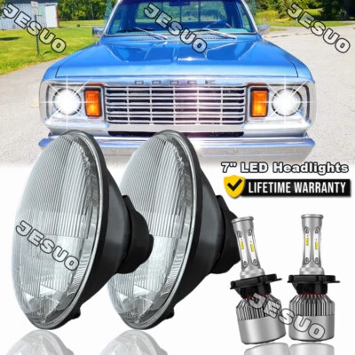 For Dodge D100 D150 D200 D300 7Inch Round LED Headlight Hi-Lo Beam cool white - Image 1 of 4