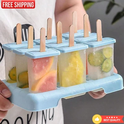 4pcs Popsicle Mold DIY Ice Cream Mould Ice Lolly Freezer Pop Ice Cube Tray Pan - Image 1 of 4