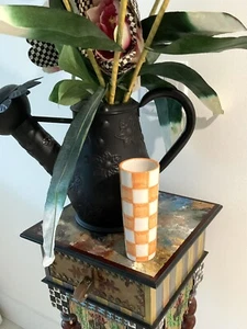 Orange Check Mackenzie Inspired Bud Vase Vaisselle Signed J Marin - Imagen 1 de 5