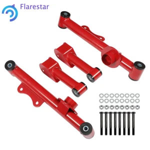 4PC For 1979-2004 Ford Mustang Rear Lower&Upper Red Carbon Steel Control Arms - Picture 1 of 11